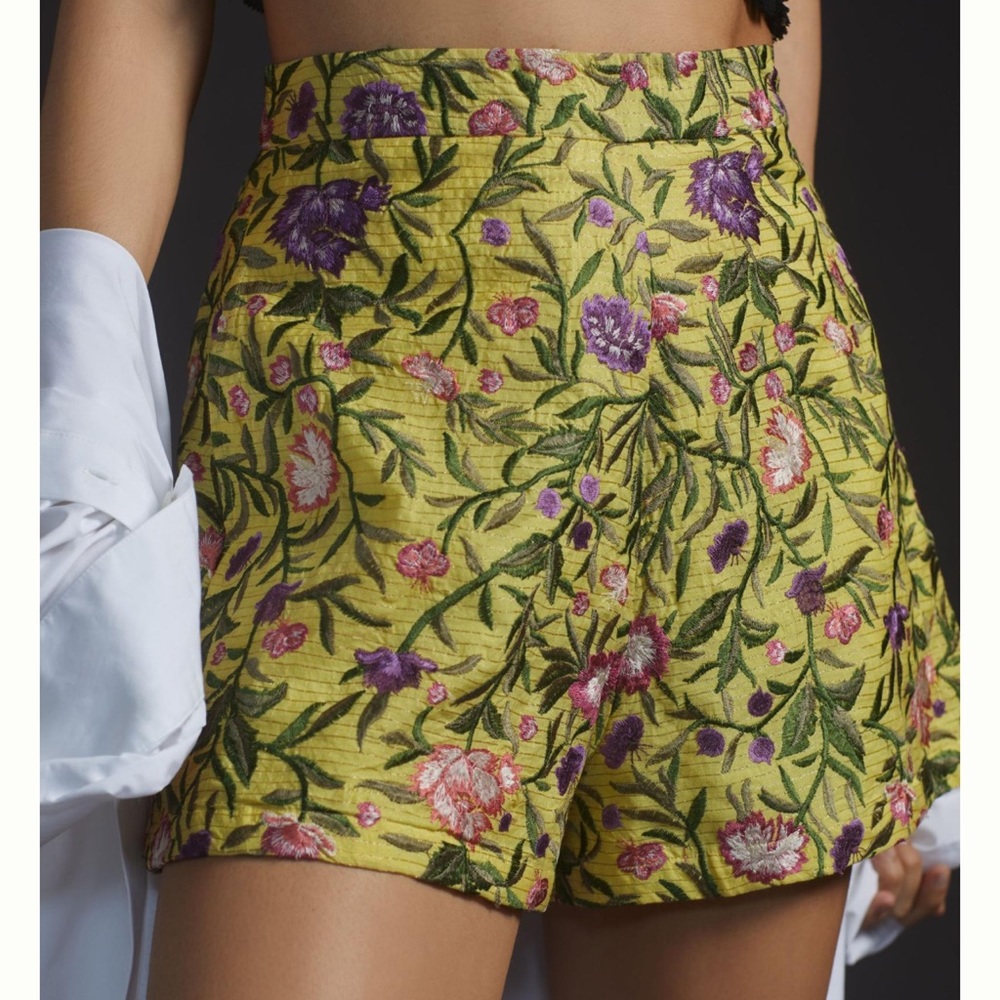 Anthropologie La Fuori Embroidered Shorts